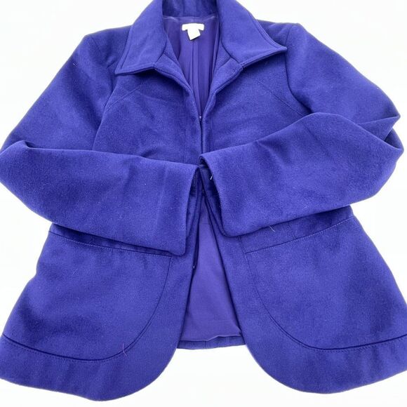 Chicos Velvet Collar Blazer Size 1/Sm Purple Lined Stretch Jacket Long Sleeves - Picture 1 of 3